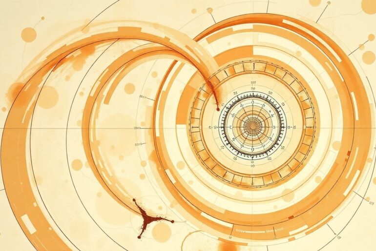 A bold, abstract painting in muted earth tones depicting a complex, interlocking molecular structure, conveying the scientific breakthrough of stabilizing a reactive carbene in water.