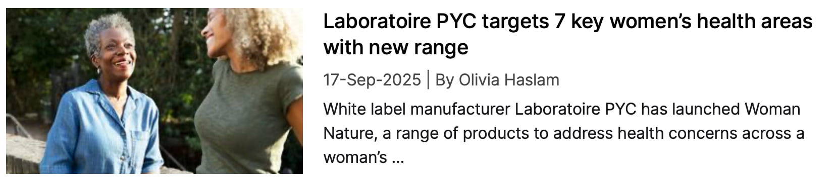 NutraIngredients coverage: "Laboratoire PYC targets 7 key women's health areas with new range"