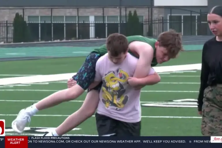 Marines takeover workouts at Catoosa High School for the day