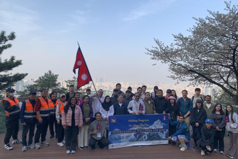 Nepalese Embassy hosts Mount Nam hike to mark first International Wellness Day