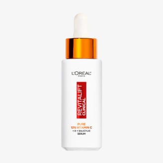 L’Oréal Revitalift vitamin C tone-pore-line serum.