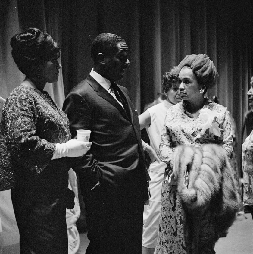 Eunice Johnson, John Johnson, Freda DeKnight at the Ebony Fashion Fair at McCormick Place in the Arie Crown Theater