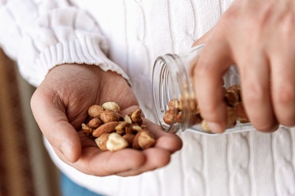 About 10 to 15 nuts is considered a standard serve.