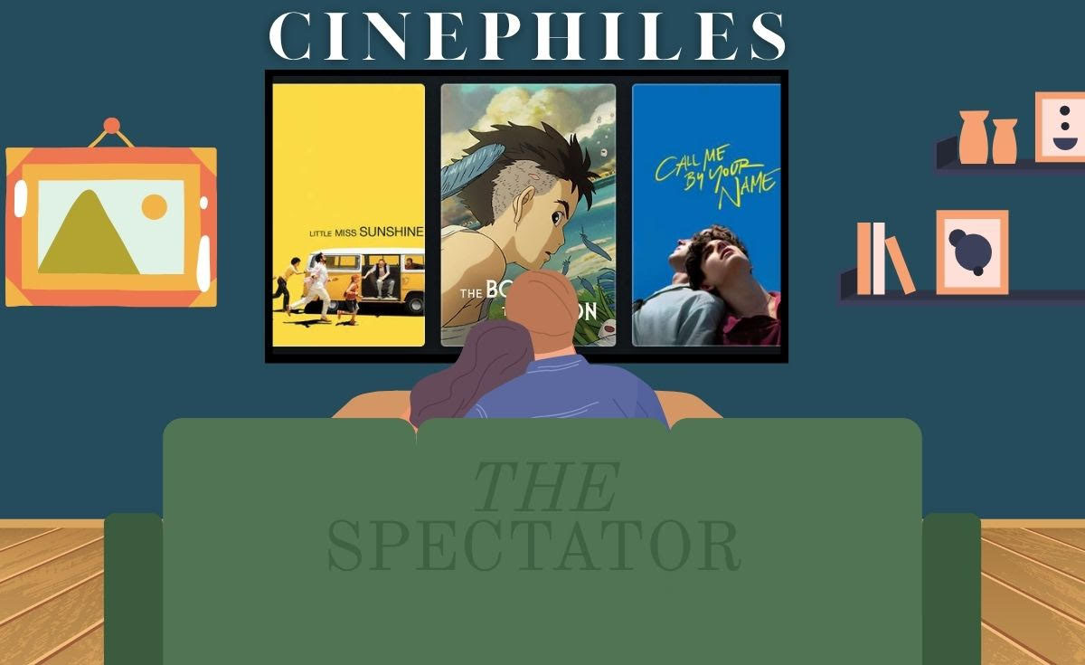 The covers of “Little Miss Sunshine,” “The Boy and the Heron” and “Call Me By Your Name” as they appear in my Letterboxd top four. (Photo from Letterboxd)