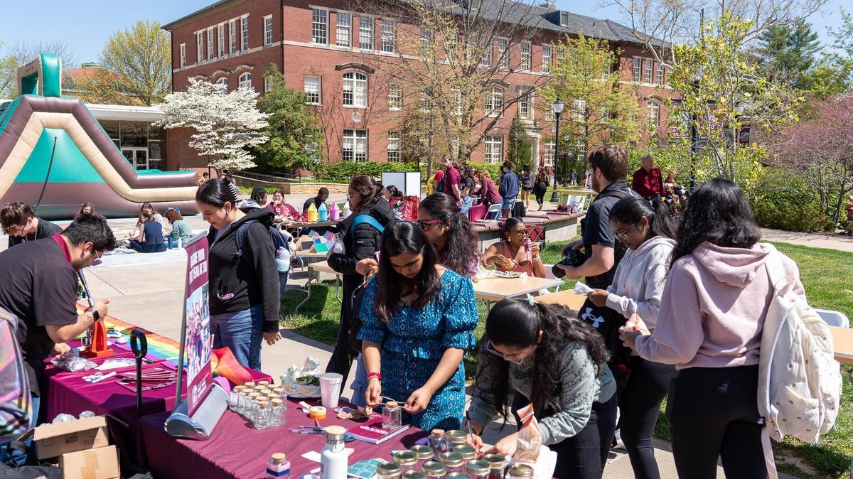 Students participating in activities during Salukis Care Day.