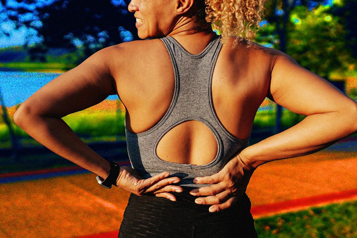person wearing a sports top in an outdoor setting