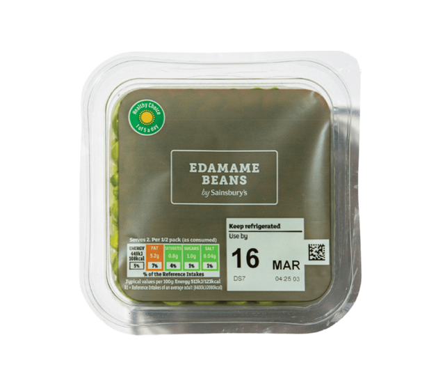 label of edamame beans packaging