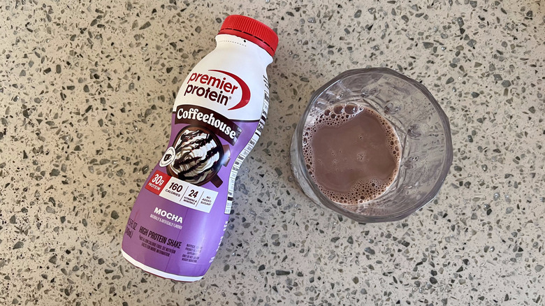 Coffeehouse Mocha bottle and a glass cup