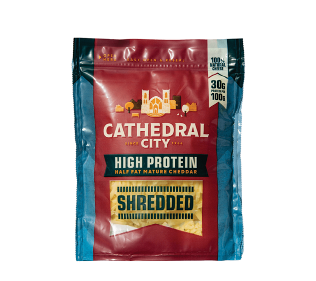 packaging for shredded high protein cheddar cheese