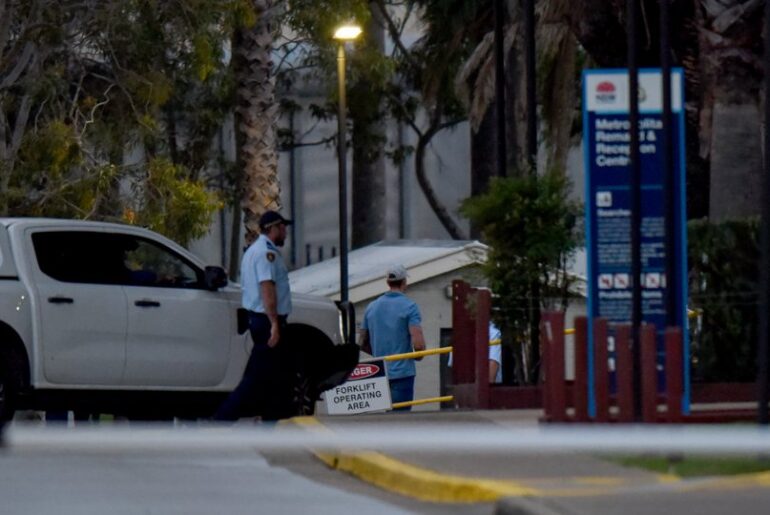 Ben Roberts-Smith is escorted out by correctional officers at Silverwater Correctional Complex.