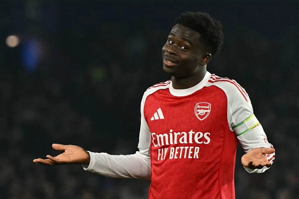  Arsenal's English midfielder #07 Bukayo Saka. 