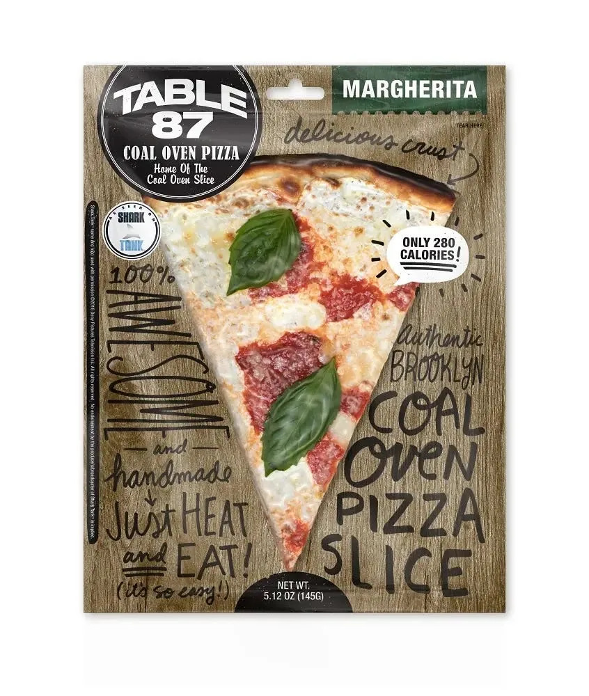 Frozen Margherita pizza packaging showing a single slice.