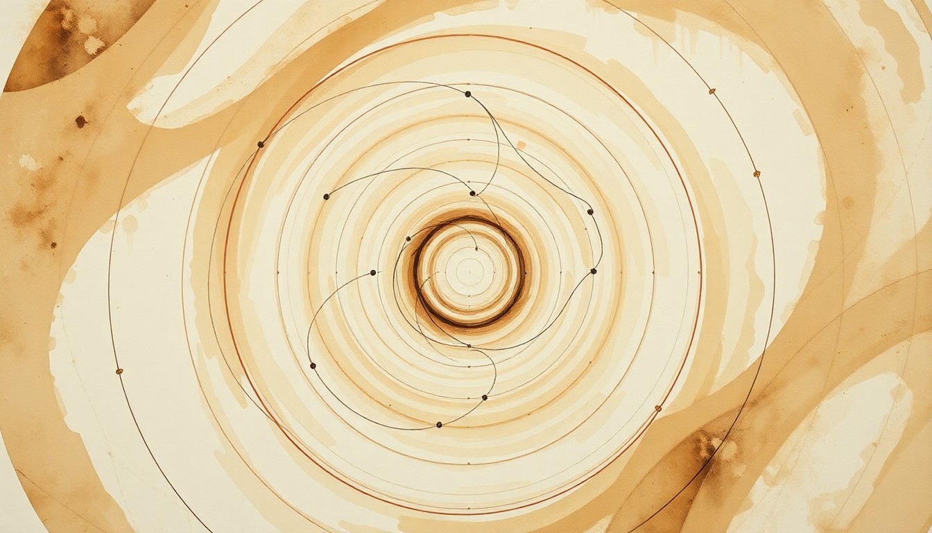 A vibrant, abstract painting in soft earth tones depicting the intricate molecular structure and forces of a stabilized carbene molecule, conveying the beauty and complexity of this scientific discovery.