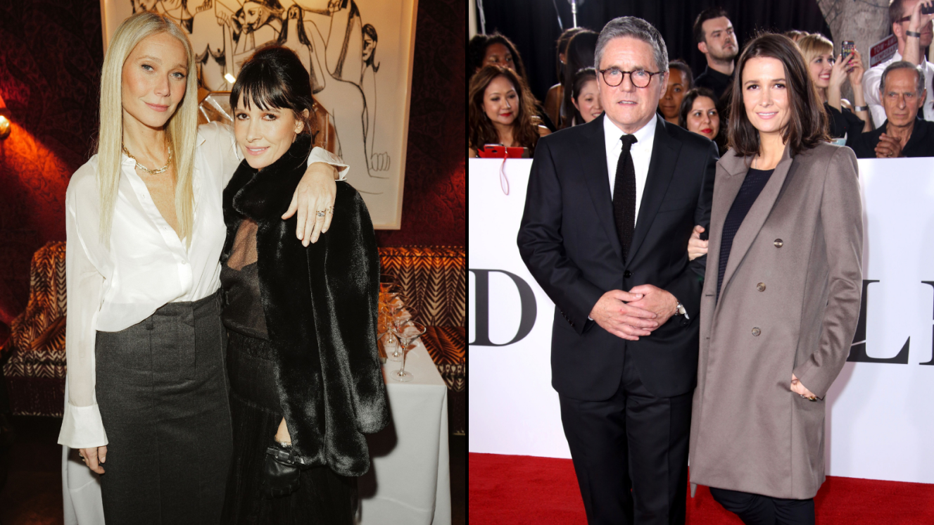Collage of Gwyneth Paltrow and Cassandra Grey at a holiday party, and Brad Grey and Cassandra Grey at a film screening.