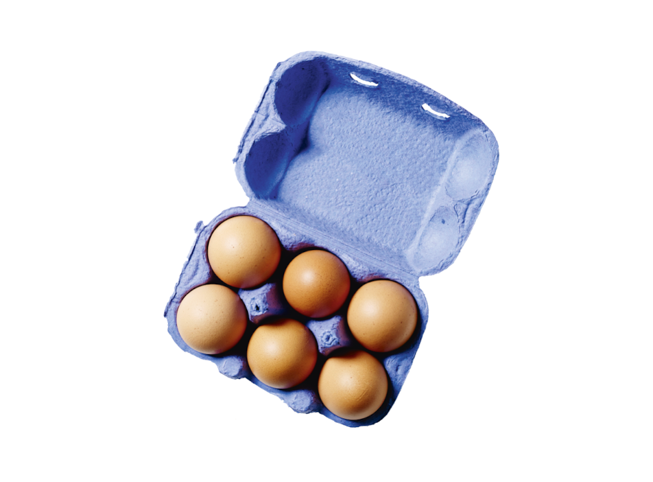 carton containing six eggs