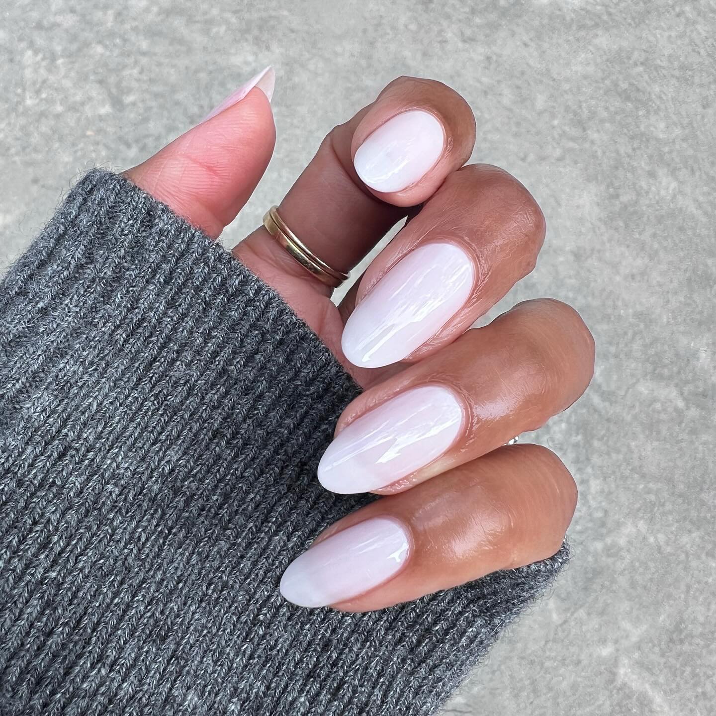 A milky white manicure.