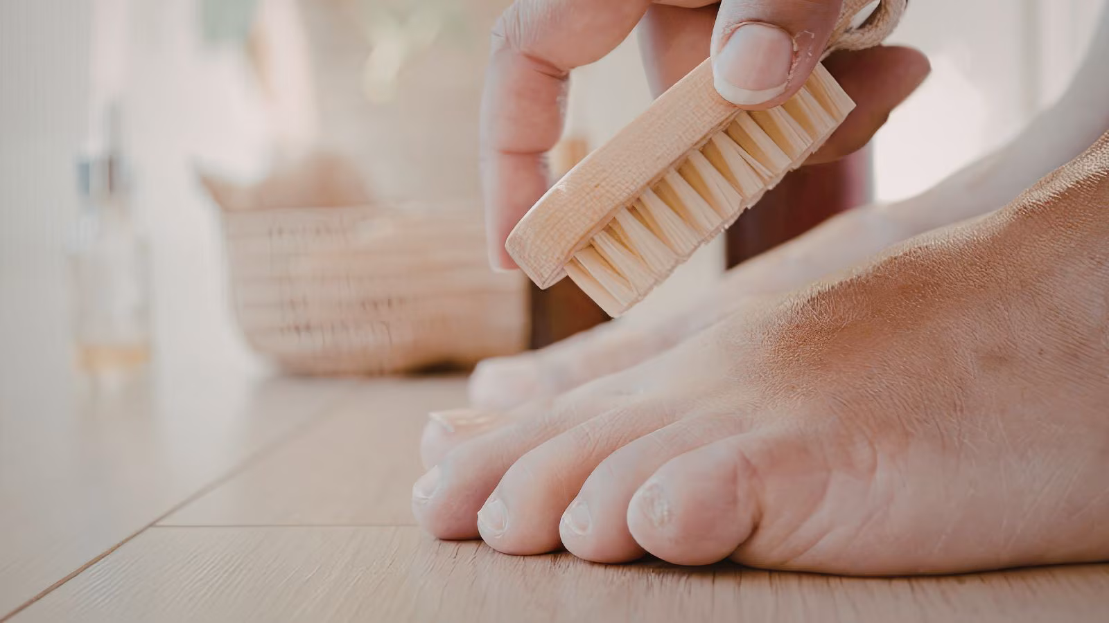 Step 1 – Exfoliate Away Dead Skin: Start with gentle exfoliation. Use natural scrubs made with sugar or salt once or twice a week to remove dead skin and smooth rough heels.