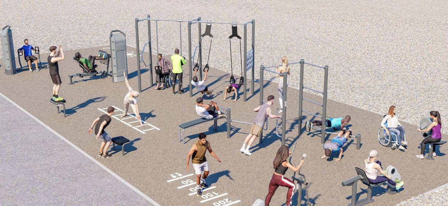 How the new gym on Walmer seafront is set to look. Picture: Kompan