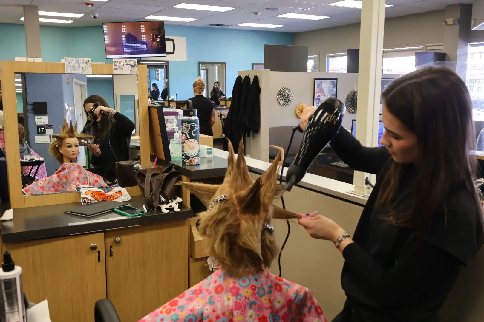 Natalie Reed does liberty spikes on a mannequin at the...