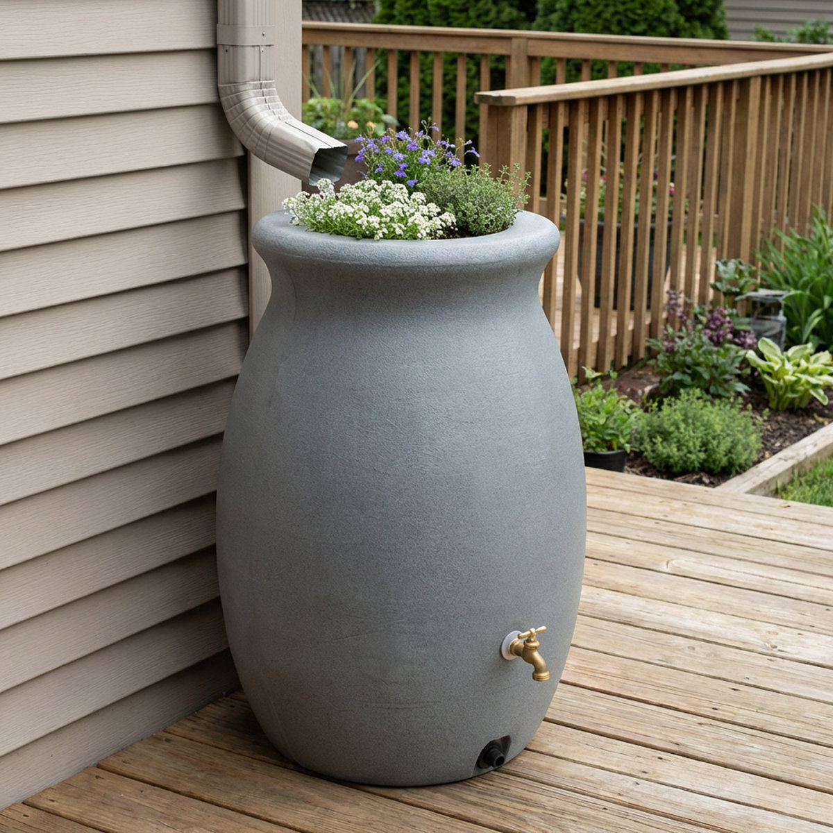 August Grove® Bournon 50 Gal. Plastic Dual Overflow Rain Barrel & Reviews | Wayfair