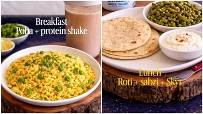 Fitness trainer Divy Chheda's high-protein vegetarian meal plan includes traditional Indian dishes, focusing on hydration and balanced nutrition while remaining under 1500 calories and providing 100 grams of protein. (Instagram/ doitrightbydiv)