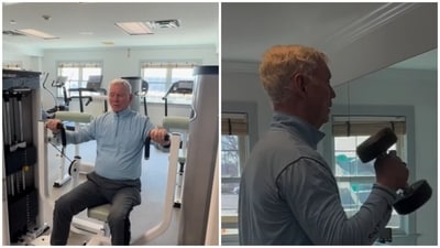 At 90, fitness trainer Jennifer Martin's grandfather exemplifies senior health through strength training. His routine, which includes exercises such as sit-to-stands and chest presses, underscores the importance of maintaining muscle for independence and longevity. (Instagram/ jennifermartinnn)