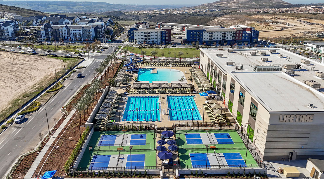 Sky view of Life Time gym outdoor facilities at Otay Ranch