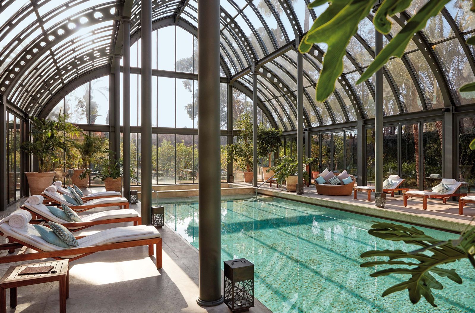 Image may contain Pool Water Swimming Pool Floor Garden Nature Outdoors Architecture Building Hotel and Resort