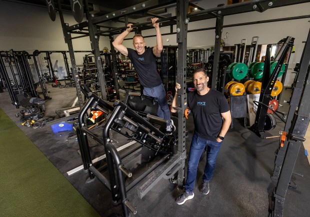 San Francisco-based fitness group MX3 Fitness co-owners Dave Karraker, left, and Glenn Shope will open their 6th and largest location at the old Sonoma Fit space on Sonoma Highway Tuesday, April 14, 2026. (John Burgess/The Press Democrat)