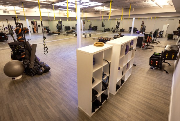 The future group fitness room for the new MX3 Fitness gym at the old Sonoma Fit space on Sonoma Highway Tuesday, April 14, 2026. (John Burgess/The Press Democrat)