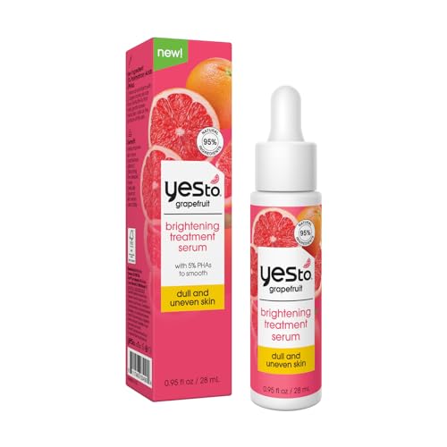 Yes to Grapefruit Treatment Serum, Brightening Lightweight Formula to Loosen Dead Skin Cells, Smooth Complexion & Tone Skin, With Vitamin C & Phas, Natural, Vegan & Cruelty Free, 0.95 Fl Oz