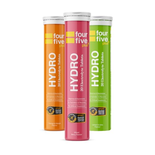 Fourfive Hydration Tablets (starter Pack) Low Calorie Vitamin Electrolytes, Vegan, Magnesium & Calcium, Sports Hydration - 3x20 Effervescent Tablets