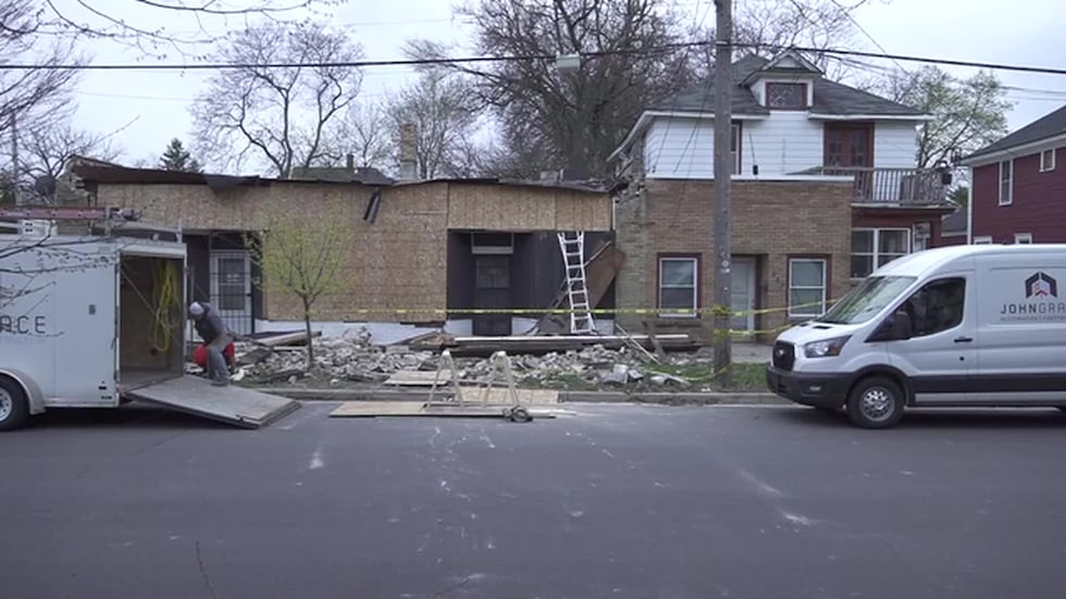 Grand Rapids authorities responded to a partial building collapse Sunday.