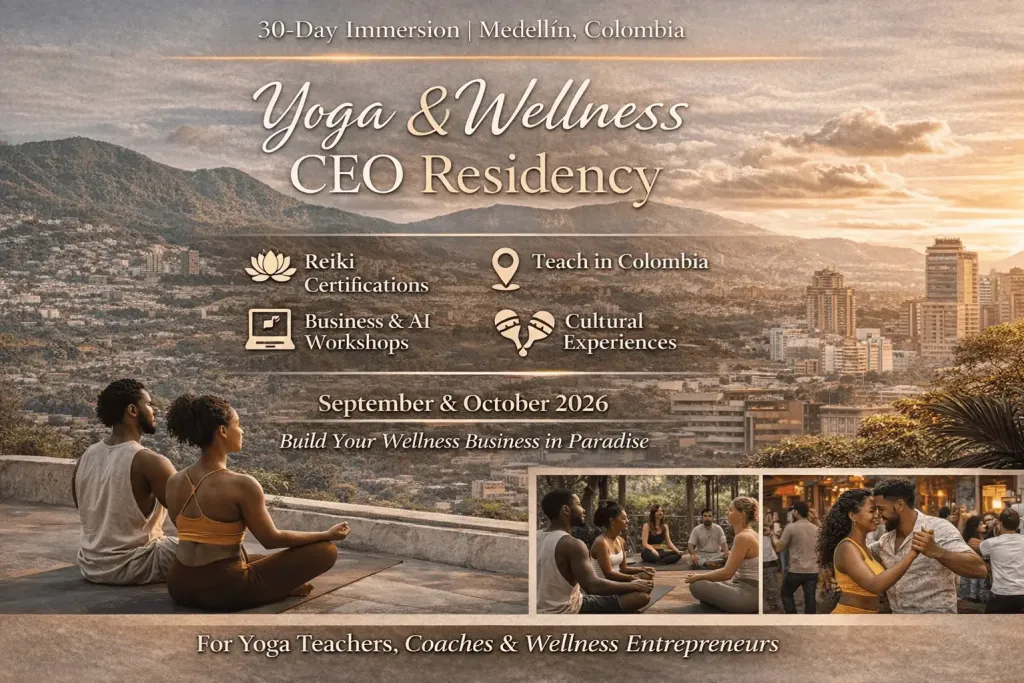 Support and resources for yoga teachers and wellness professionals. Residency and immersion in Medellin, Colombia