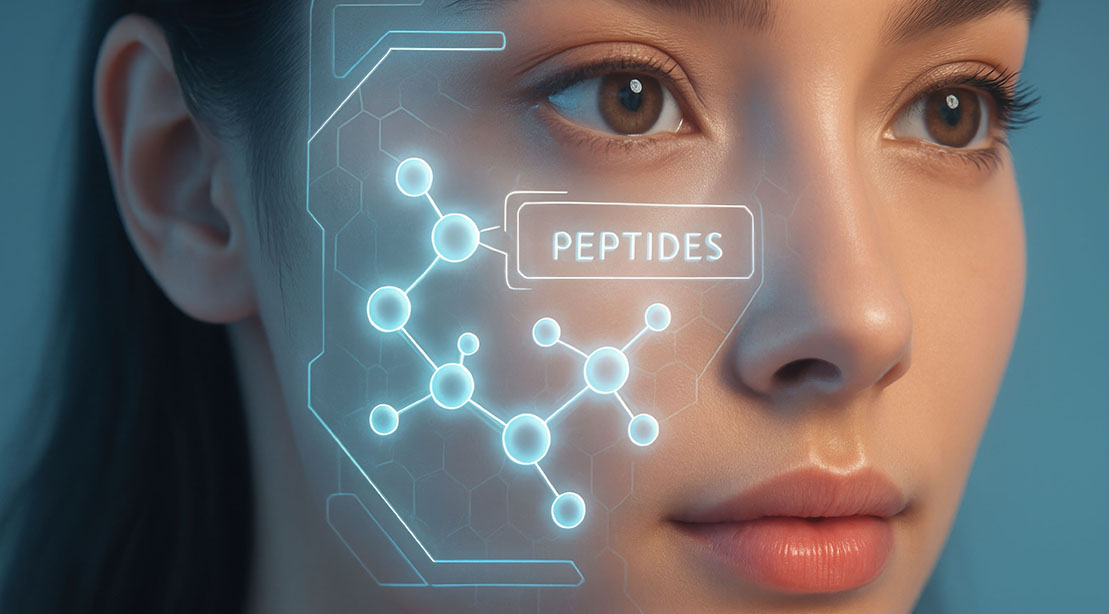 Young attractive female with an application of peptide on her face