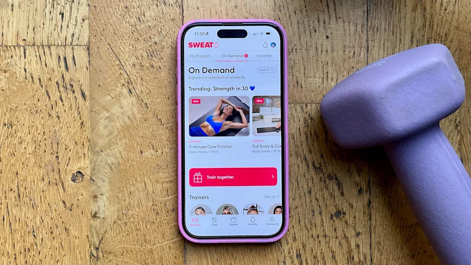 screenshots from the SWEAT app