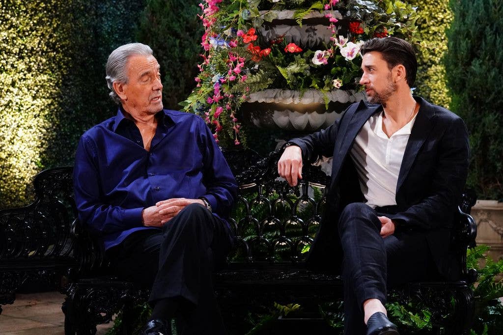 Eric Braeden as Victor Newman and Billy Flynn as Cane Ashby in a still from Young & The Restless