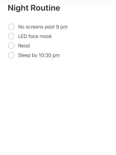 nighttime wellness list