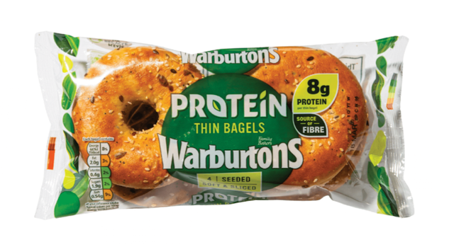 pack of seeded protein thin bagels by warburtons