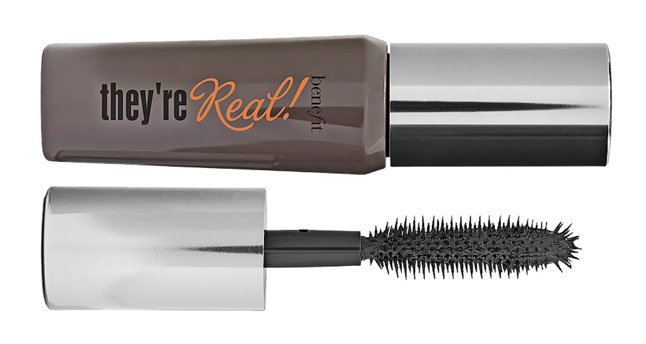 Benefit They're Real! mascara tube and wand with black mascara.