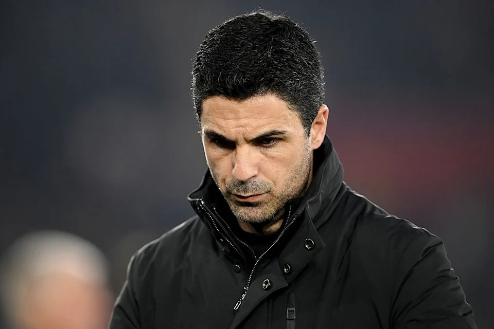 Mikel Arteta, Manager of Arsenal, looks on during the Emirates FA Cup Quarter Final match between Southampton and Arsenal at St Mary's Stadium on April 04, 2026 in Southampton, England.