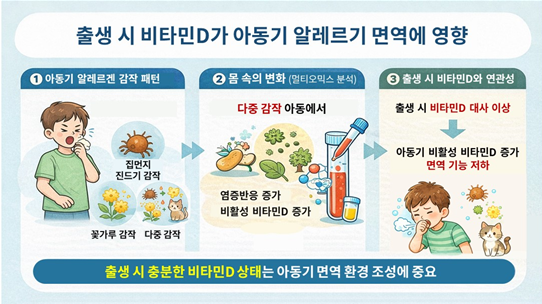 Schematic diagram of the effect of vitamin D at birth on the immune environment in childhood. Provided by the KDCA.