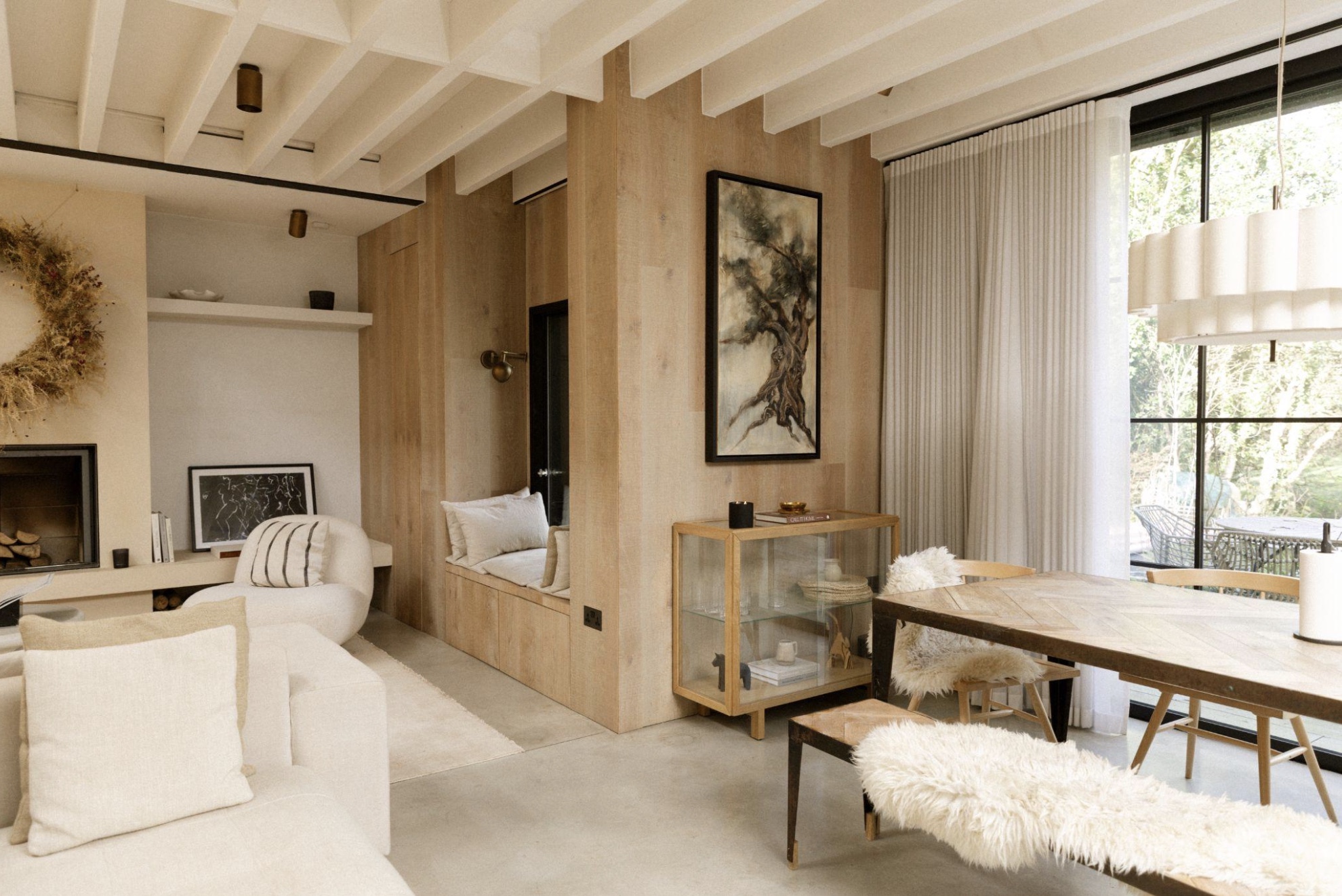 natural beige open wood living room