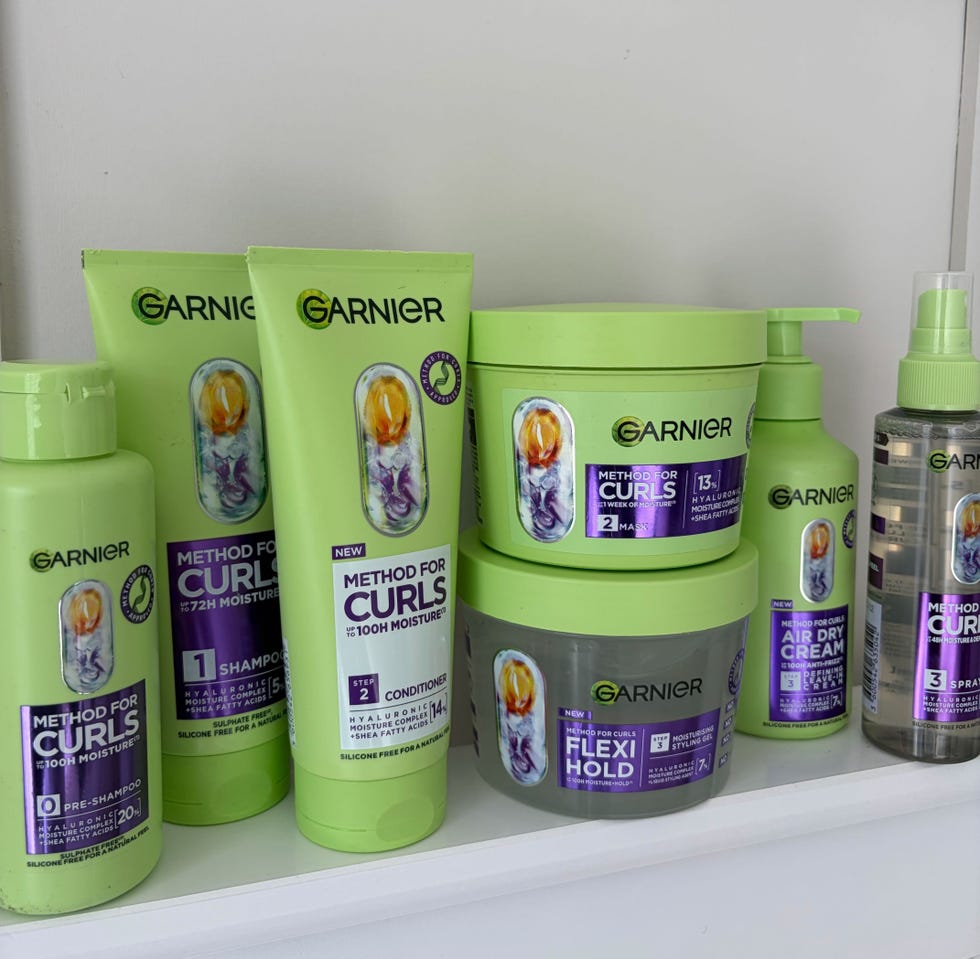 collection of garnier hair care products for curly hair