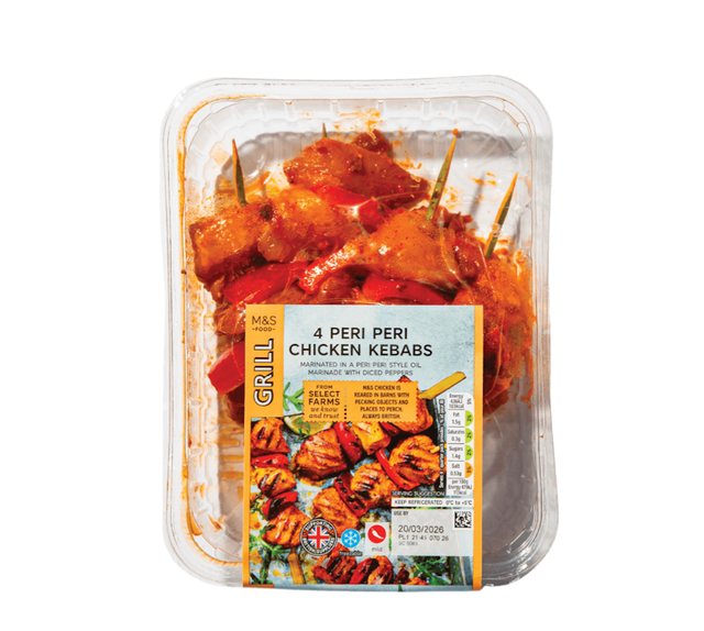 packaged chicken kebabs with peri peri marinade