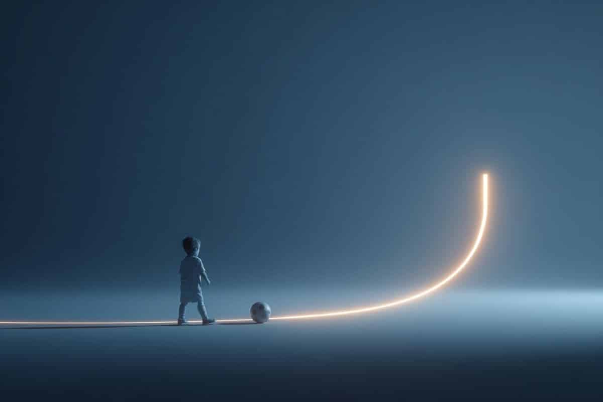 This shows a toddler kicking a soccer ball.