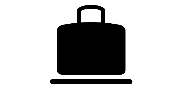 A simple illustration of a suitcase on a flat surface.