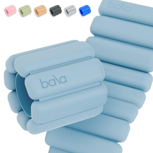 Bala Bangles Wrist & Ankle Weights for Women & Men - 1 Lb Adjustable Weighted Bands - Soft Silicone Arm & Leg Weights for Pilates, Yoga, Walking, Barre, Home Workout & Strength Training Exercise