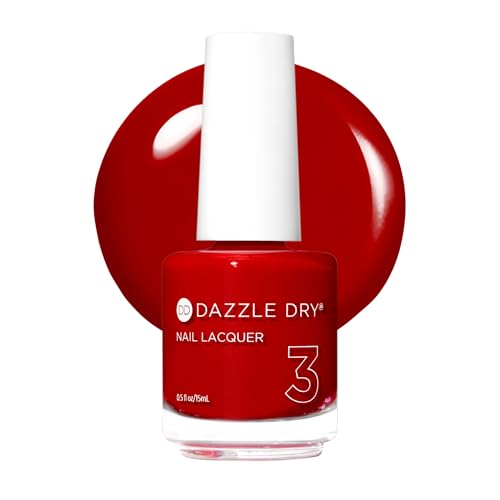 Dazzle Dry Nail Lacquer (step 3) - Rapid Red - a Full Coverage Classic True Red. (0.5 Fl Oz)