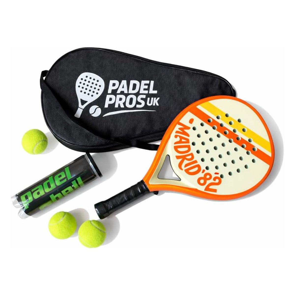 Padel Starter Kit Carbon Fibre – Racket, Bag & Balls Set | Retro Designs Milan Madrid Malmö Rosario | Lightweight Control & Power | Padel Pros UK